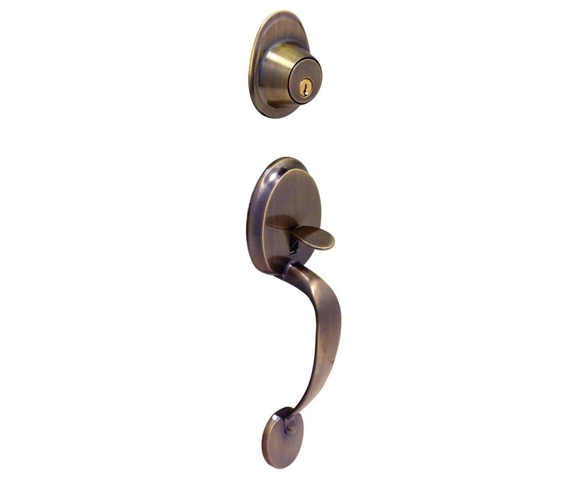 LSDA Entry Handleset – Early American Antique Brass, Kwikset Keyway (40EA5K) 009843