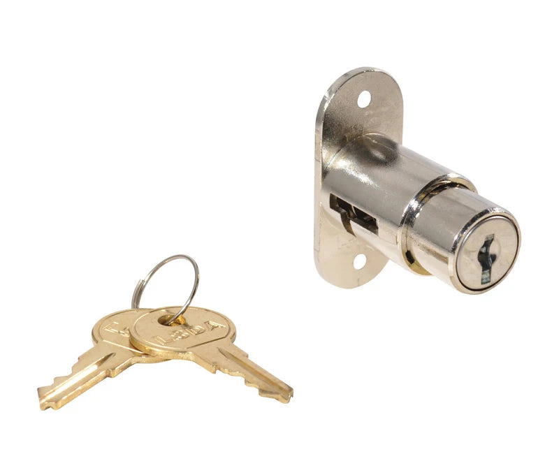 LSDA SLIDING DOOR LOCK PUSH IN BRIGHT NICKEL KEYED ALIKE
