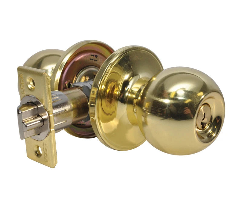 LSDA GRADE 3 ENTRY KNOB BALL BRIGHT BRASS WEISER KEYWAY