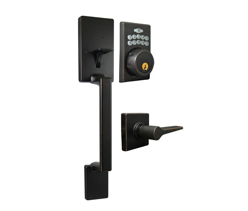 LSDA Grade 3 Handleset with Electronic Deadbolt – Square Rose, Kwikset Keyway (40EPA11P NE K) 181665