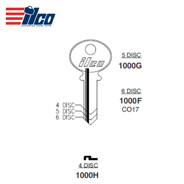 Key Blank 1000F CO17 (6 Disc)
