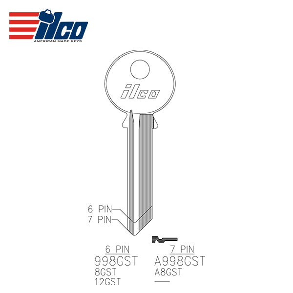Key Blank 998GST (6 Pin)