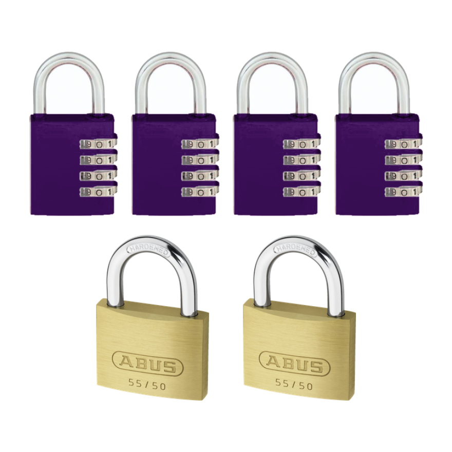 Canadian Forces - CFLRS - Lock Pack - 2X Abus 55/50 keyed alike & 4X 4 digit Combination padlocks. FREE SHIPPING!