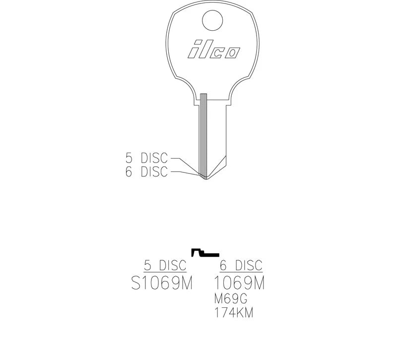 Key Blank 1069M RO5 (6 Disc)