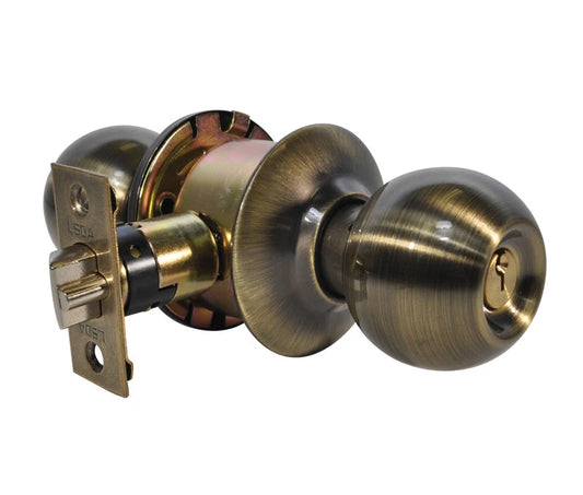 LSDA GRADE 3 ENTRY KNOB BALL ANTIQUE BRASS SCHLAGE C KEYWAY