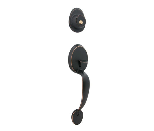LSDA ENTRY HANDLESET WEISER KEYWAY EARLY AMERICAN ANTIQUE BRONZE