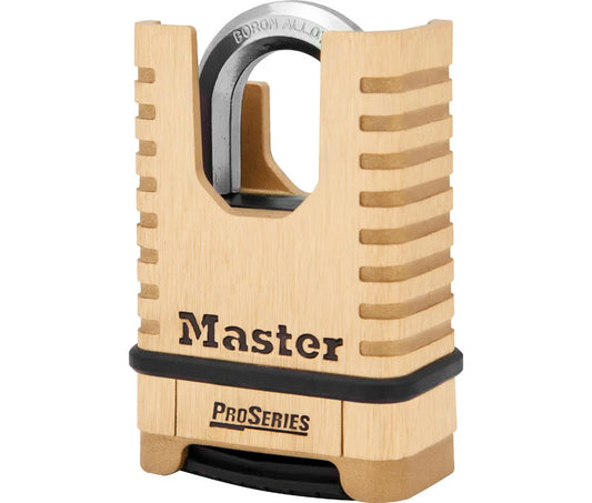 MASTER LOCK PADLOCK COMBINATION RESETABLE BRASS SHROUDED 