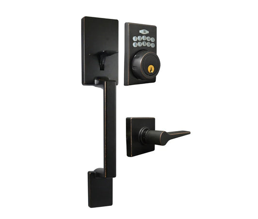 LSDA Grade 3 Handleset with Electronic Deadbolt – Square Rose, Kwikset Keyway (40EPA11P NE K) 181665