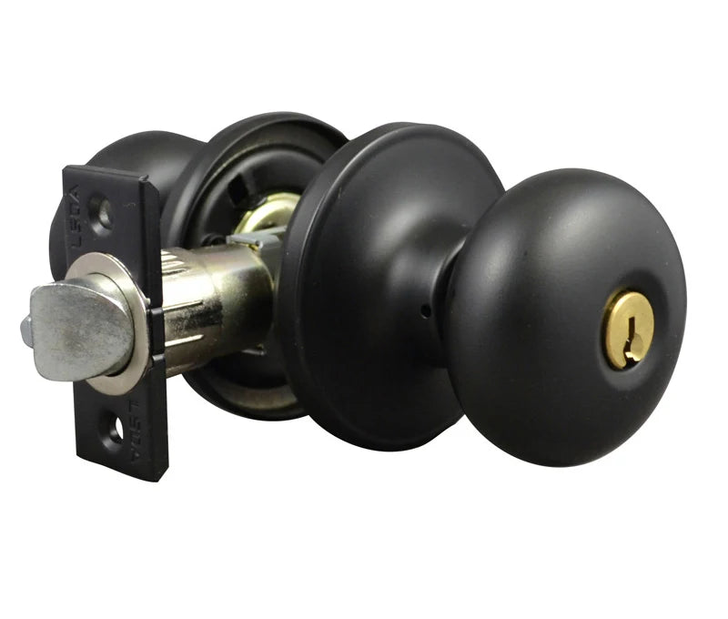 LSDA GRADE 3 ENTRY KNOB PLYMOUTH MATTE BLACK WEISER E KEYWAY