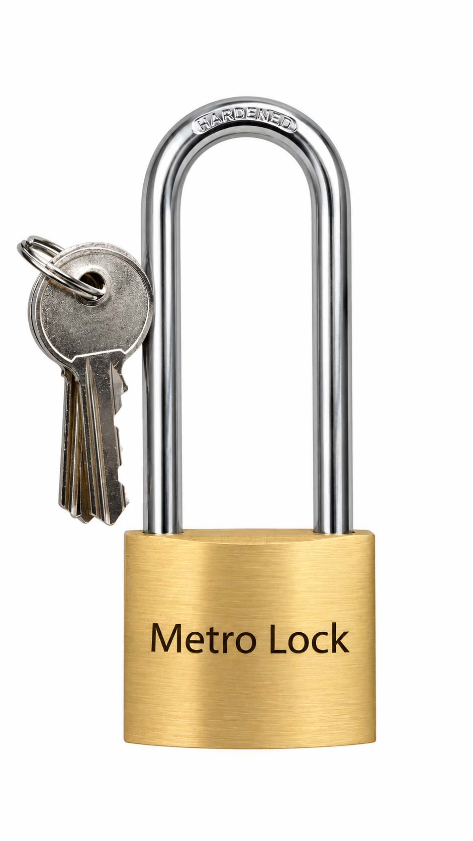 Metro Lock & Key 40mm long shackle brass padlock (Keyed Alike ML14)