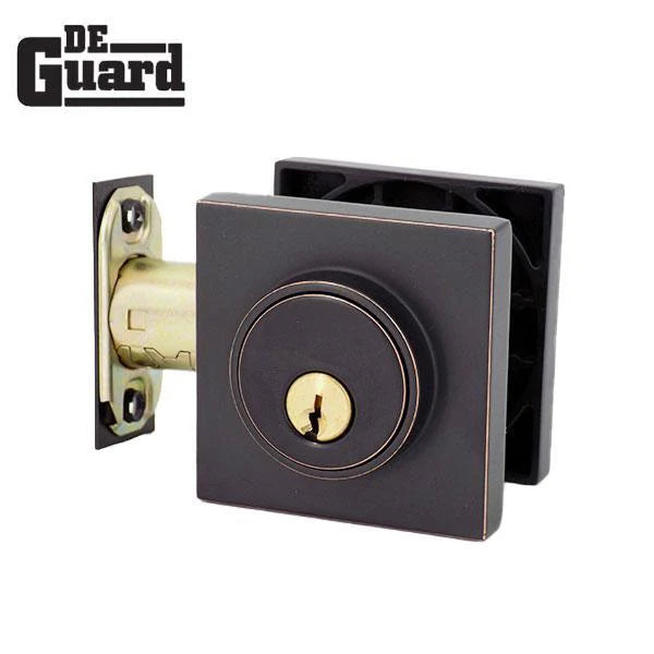 DeGuard Oil Rubbed Bronze KW1 Keyway Single Cylinder Square Deadbolt