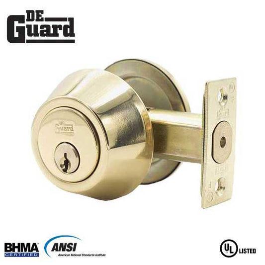 DeGuard Polished Brass SC1 Keyway Single Cylinder Heavy Duty Deadbolt