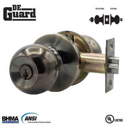 DeGuard Antique Brass KW1 Entry Lockset