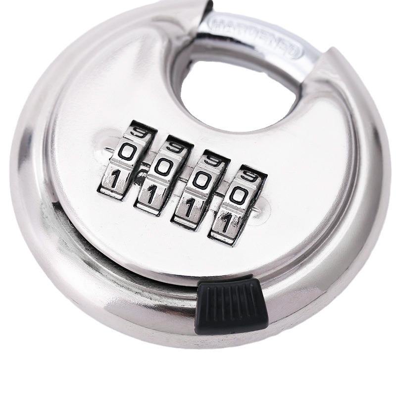 4-Digit Combination Disc Padlock — Hardened Steel Shackle, Keyless Outdoor Security