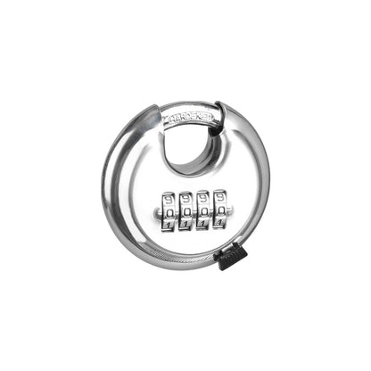 4-Digit Combination Disc Padlock — Hardened Steel Shackle, Keyless Outdoor Security