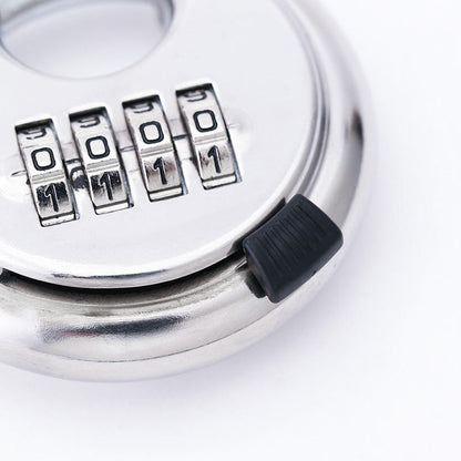 4-Digit Combination Disc Padlock — Hardened Steel Shackle, Keyless Outdoor Security