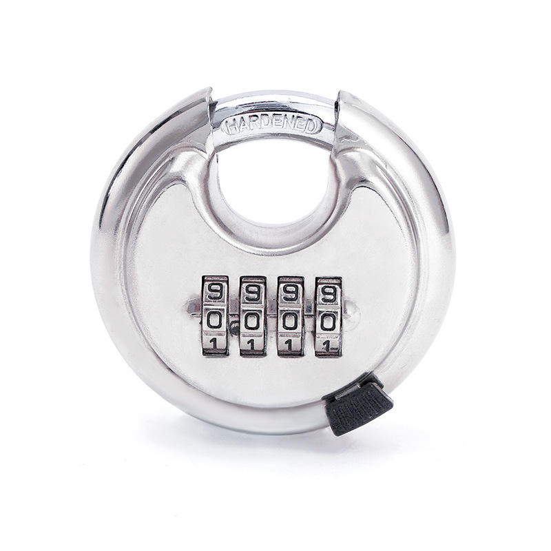 4-Digit Combination Disc Padlock — Hardened Steel Shackle, Keyless Outdoor Security