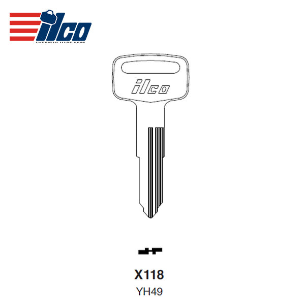 Vehicle Key Blank X118 YH49