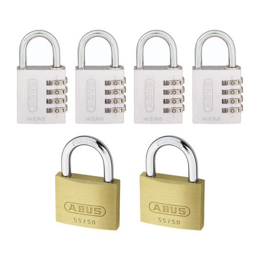 Canadian Forces - CFLRS - Lock Pack - 2X Abus 55/50 keyed alike & 4X Abus 145/40 Combination padlocks.