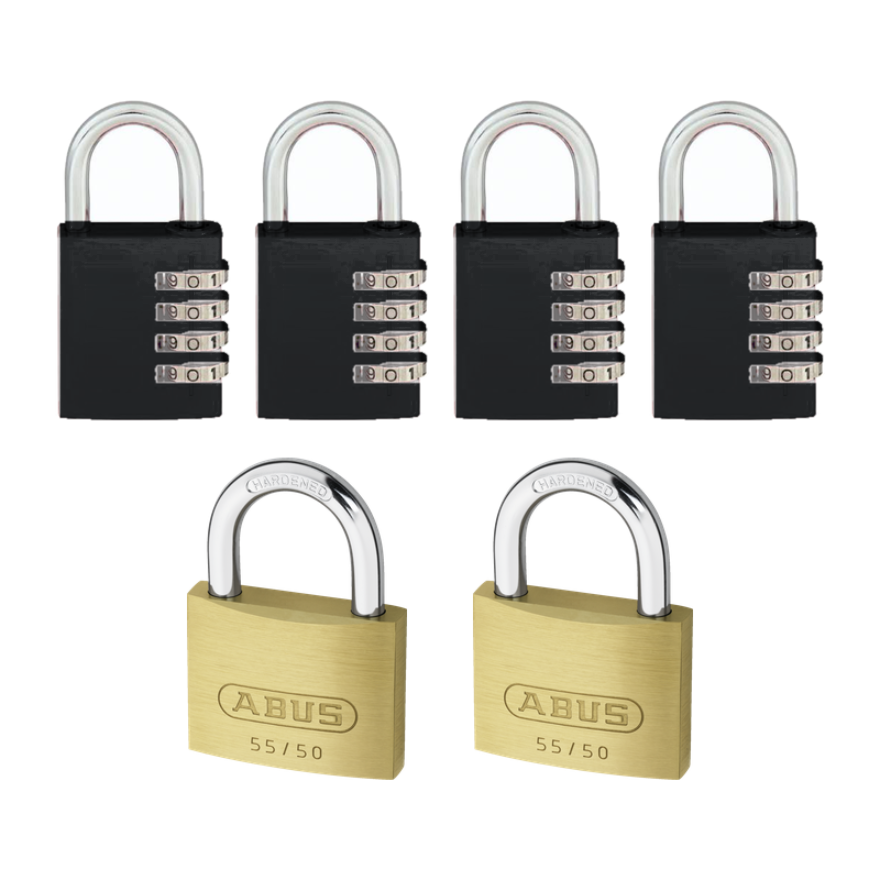 Canadian Forces - CFLRS - Lock Pack - 2X Abus 55/50 keyed alike & 4X 4 digit  Combination padlocks. FREE SHIPPING!
