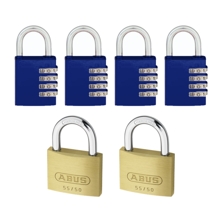 Canadian Forces - CFLRS - Lock Pack - 2X Abus 55/50 keyed alike & 4X 4 digit  Combination padlocks. FREE SHIPPING!