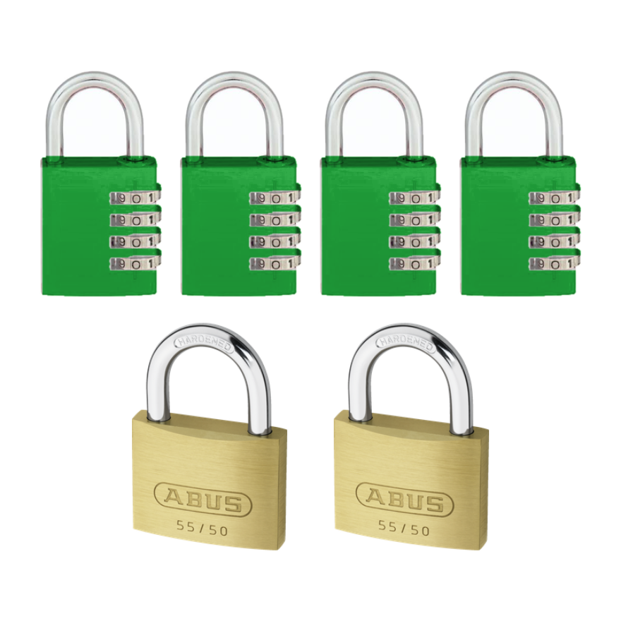 Canadian Forces - CFLRS - Lock Pack - 2X Abus 55/50 keyed alike & 4X 4 digit  Combination padlocks. FREE SHIPPING!
