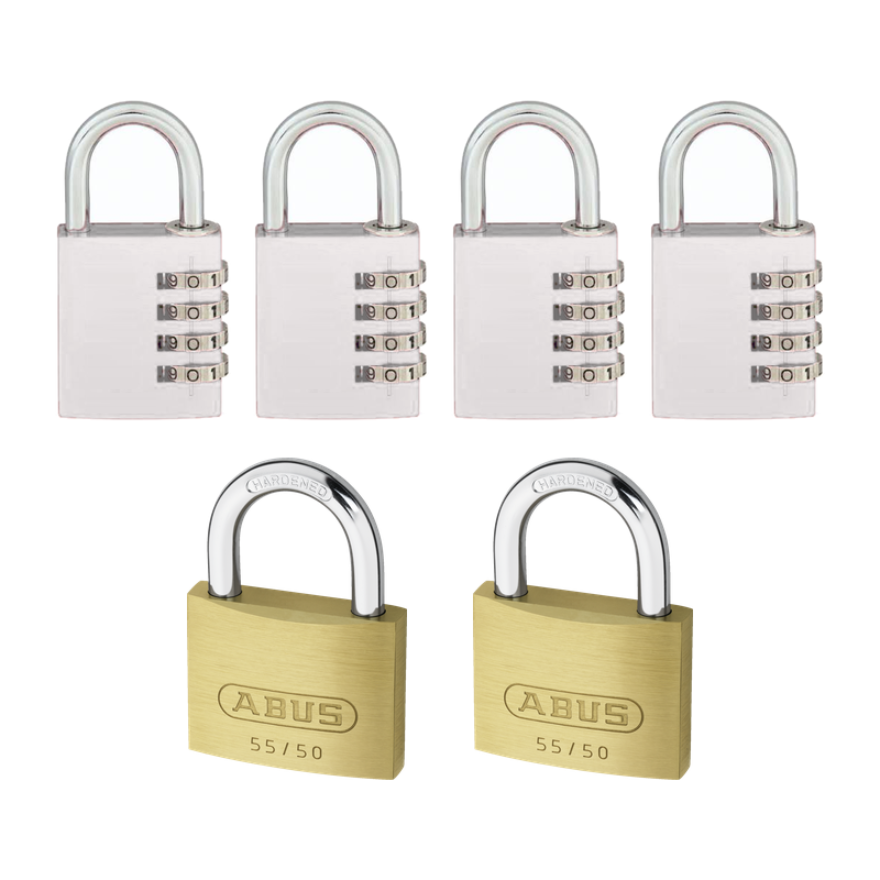 Canadian Forces - CFLRS - Lock Pack - 2X Abus 55/50 keyed alike & 4X 4 digit  Combination padlocks. FREE SHIPPING!