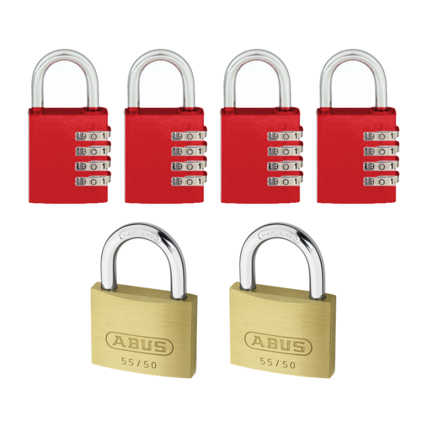 Canadian Forces - CFLRS - Lock Pack - 2X Abus 55/50 keyed alike & 4X 4 digit  Combination padlocks. FREE SHIPPING!
