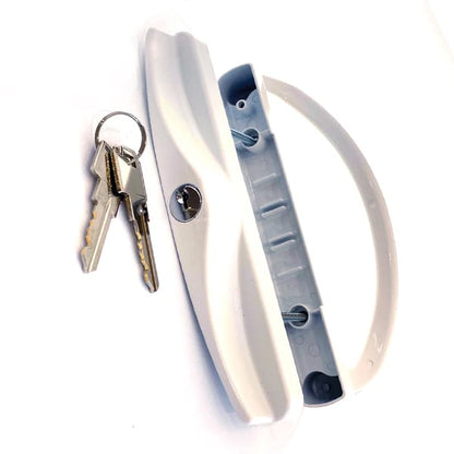 Patio Lock W/ Mortise and Key / Black/White Finish