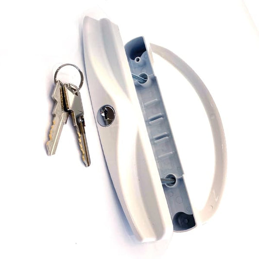 Patio Lock W/ Mortise and Key / Black/White Finish